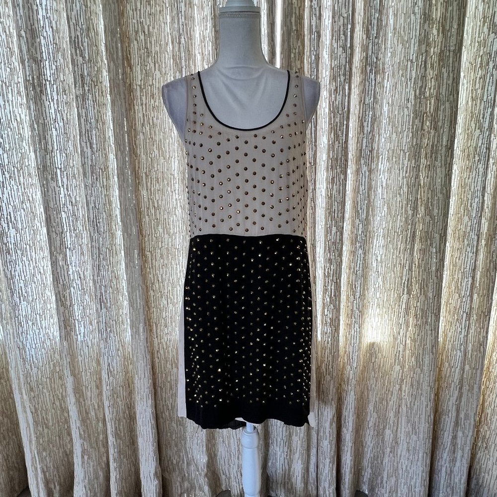 NWT Diane Von Furstenberg silk overlay dress with gold grommet detailing